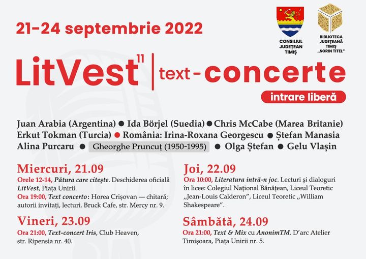 LitVest 2022, editia a XI-a, text-concerte | 21-24 septembrie 2022