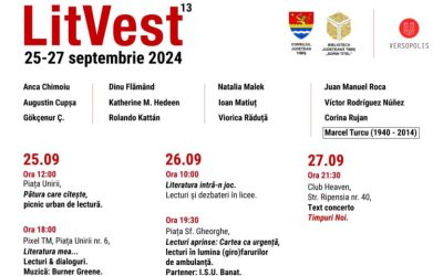 Cea de-a XIII-a ediție a festivalului de literatură LitVest, 25-27 septembrie 2024